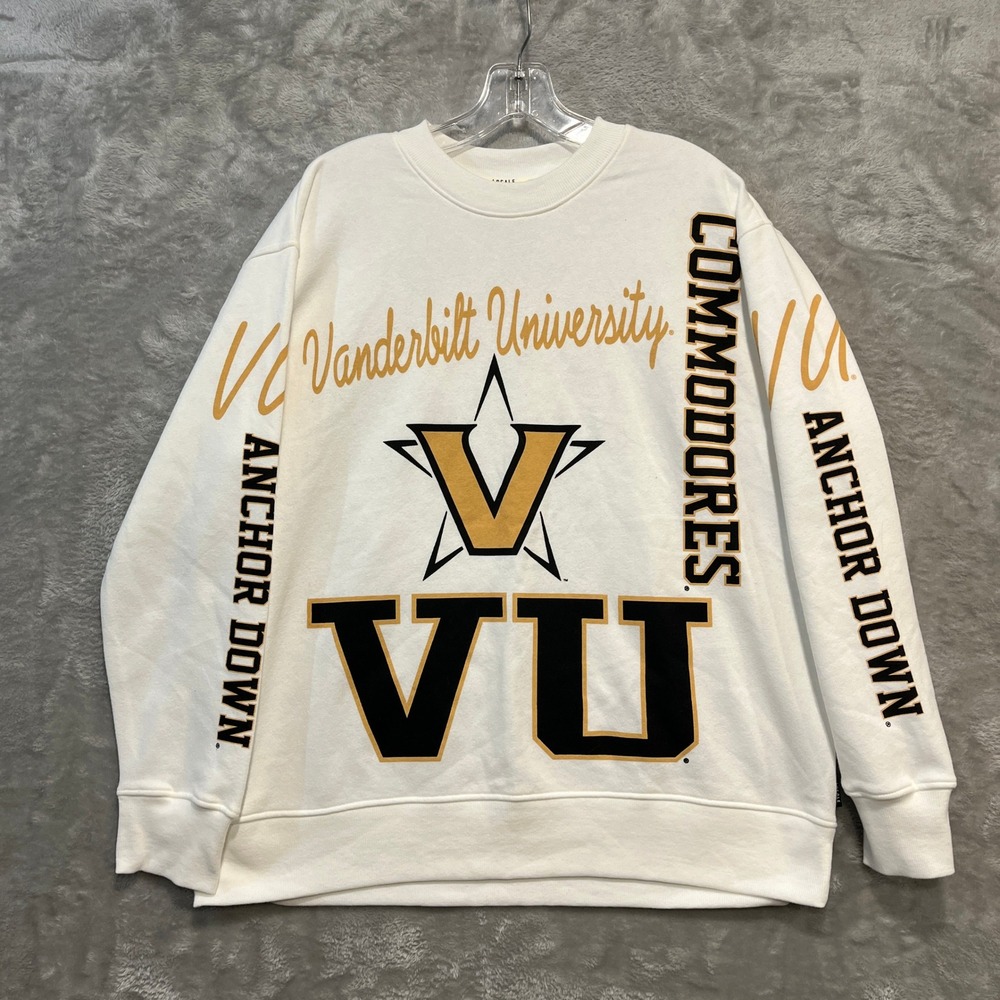 Vanderbilt University Commodores Sweatshirt Mens Medium White Anchor Down Locale